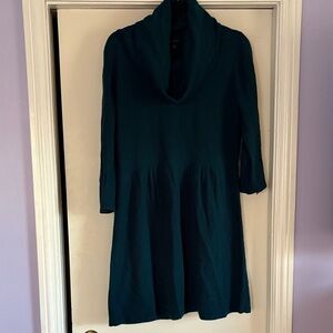 Teal Cowl Neck Sweater Dress